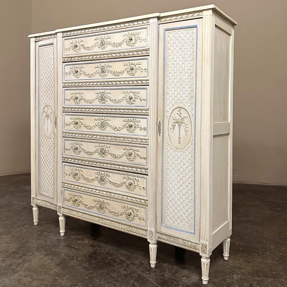 19. Jahrhundert Französisch Louis XVI Grand gemalt Dresser ~ Kommode ~ Wardrobe (Louis XVI.) im Angebot