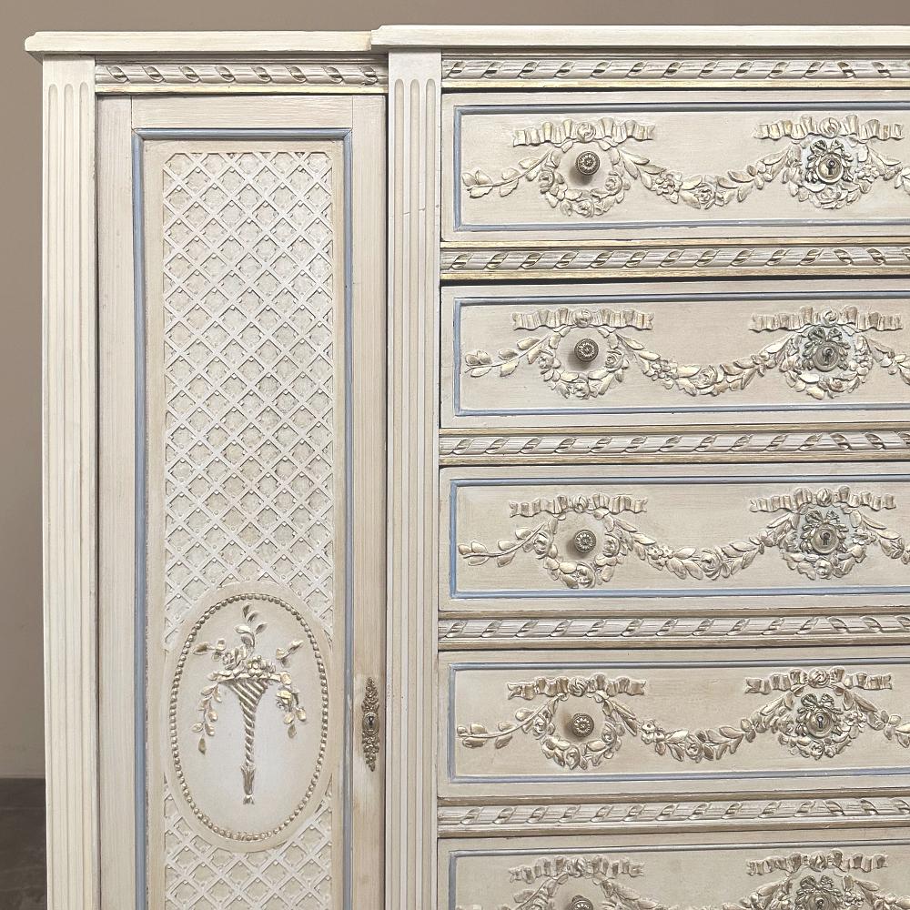 19. Jahrhundert Französisch Louis XVI Grand gemalt Dresser ~ Kommode ~ Wardrobe (Bronze) im Angebot