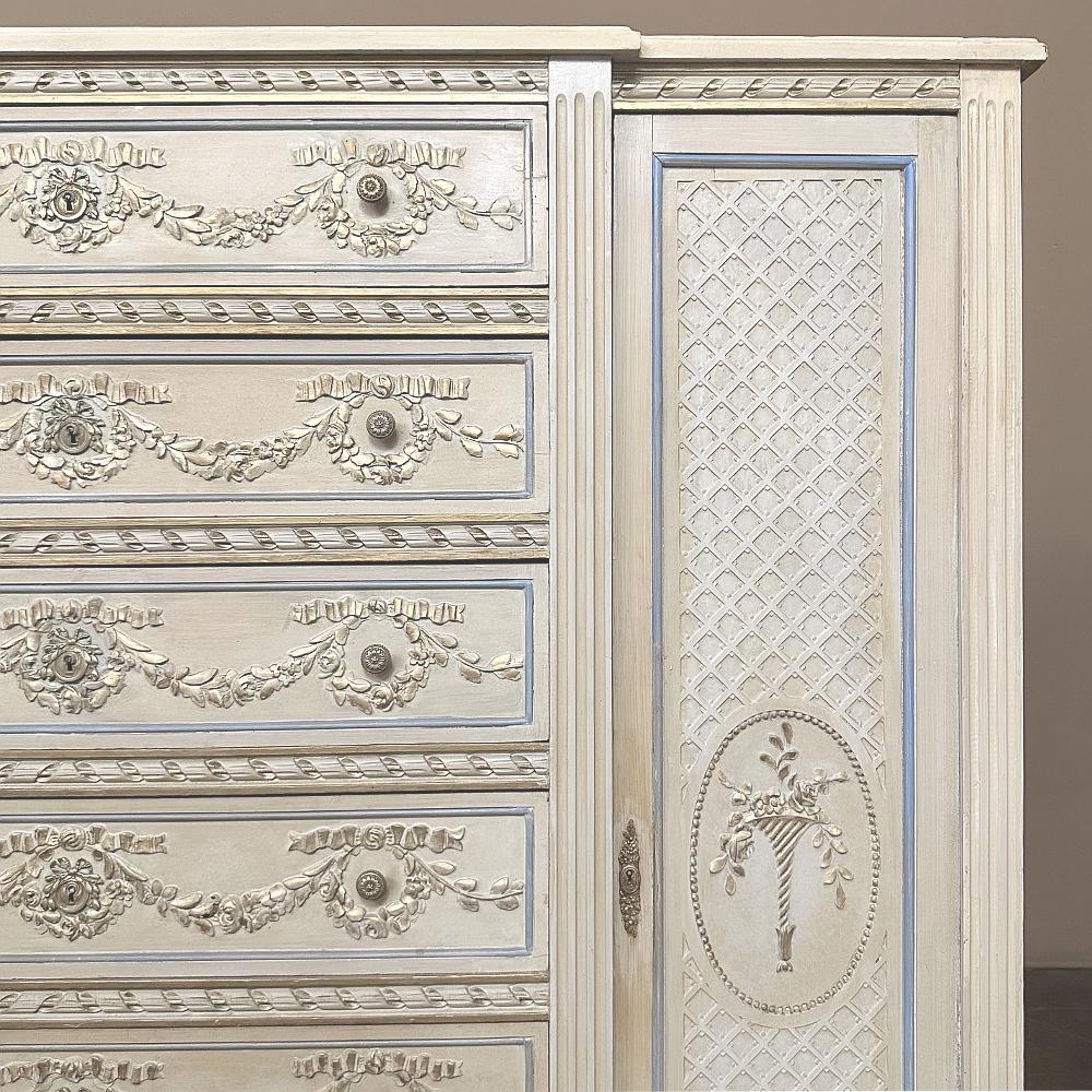 19. Jahrhundert Französisch Louis XVI Grand gemalt Dresser ~ Kommode ~ Wardrobe im Angebot 1