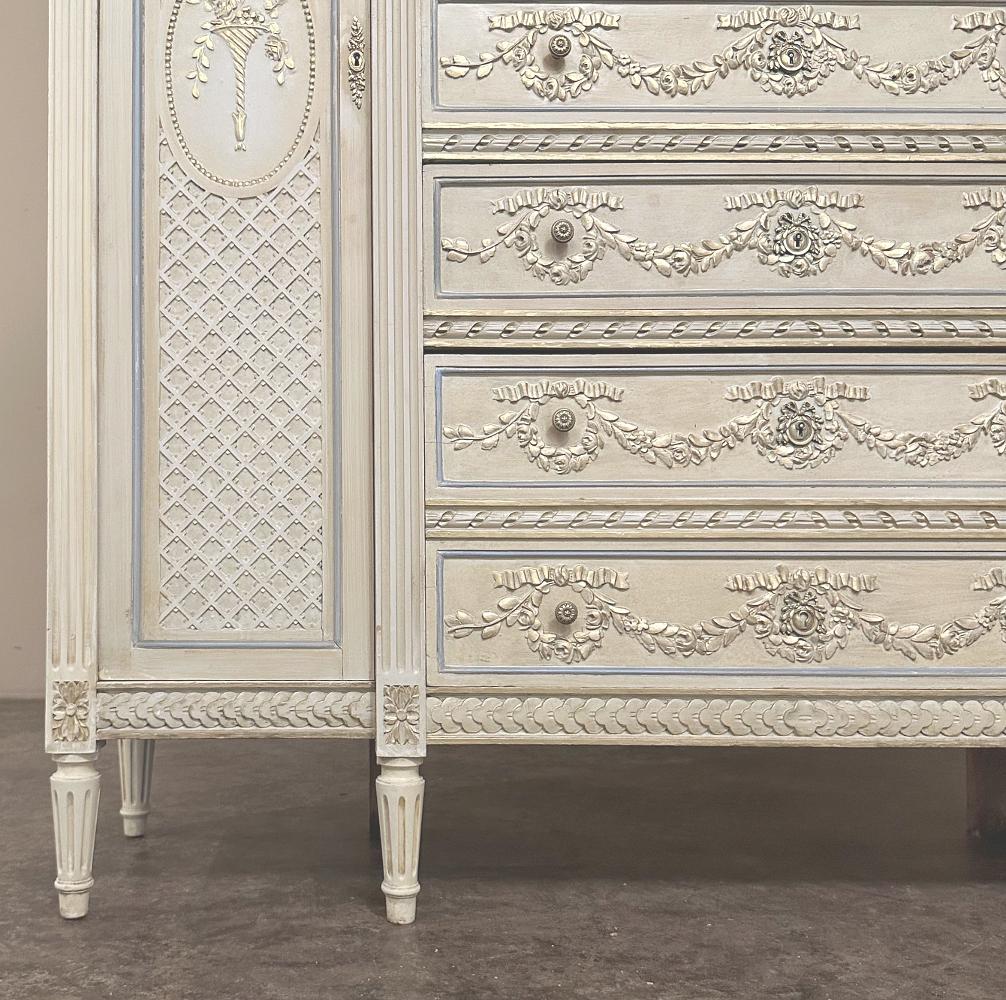 19. Jahrhundert Französisch Louis XVI Grand gemalt Dresser ~ Kommode ~ Wardrobe im Angebot 2