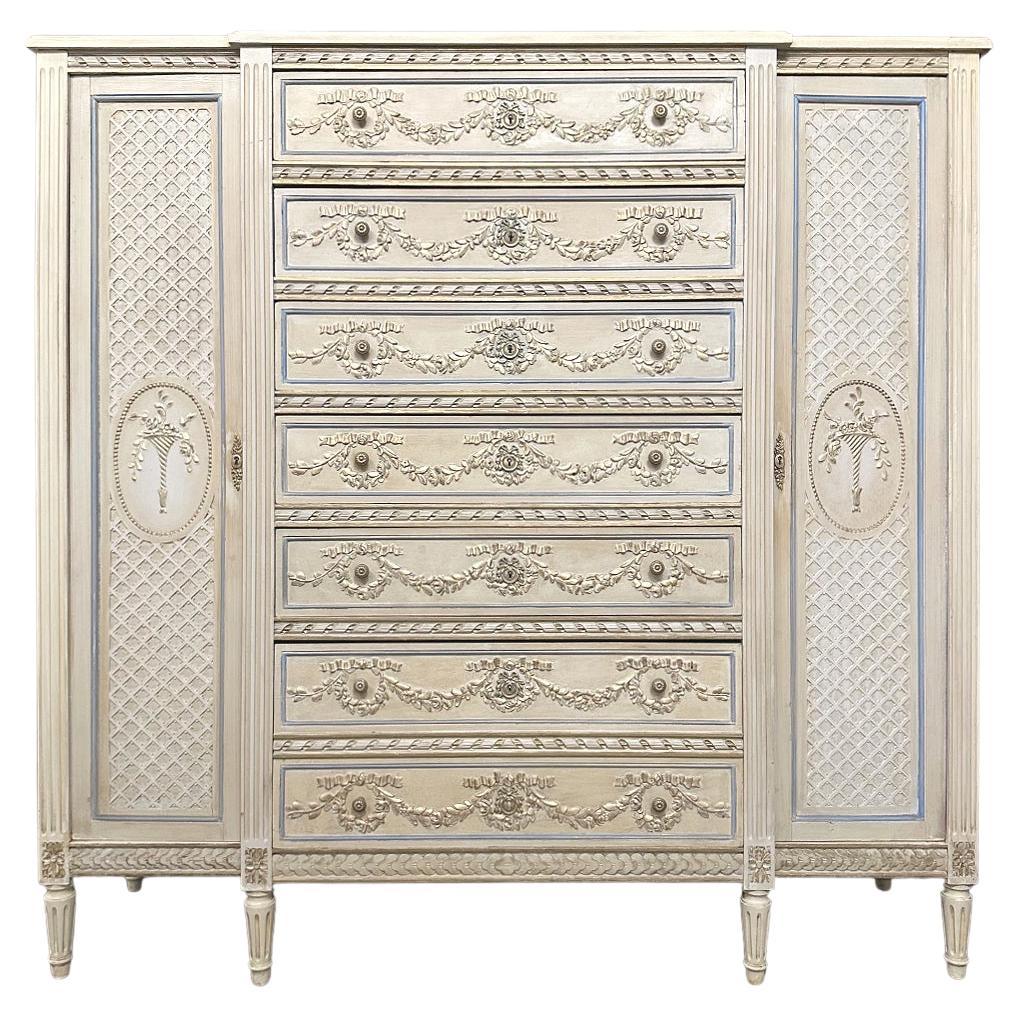 19. Jahrhundert Französisch Louis XVI Grand gemalt Dresser ~ Kommode ~ Wardrobe im Angebot
