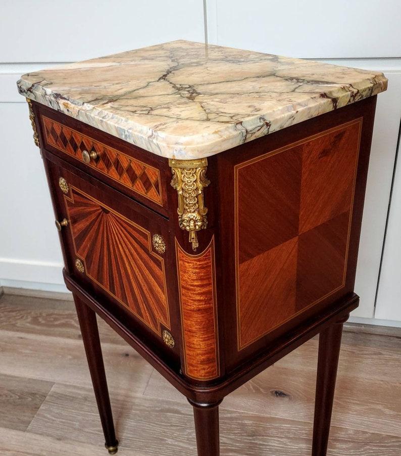 Brass 19th Century French Louis XVI Guillaume Grohé Signed Bedside Cabinet For Sale