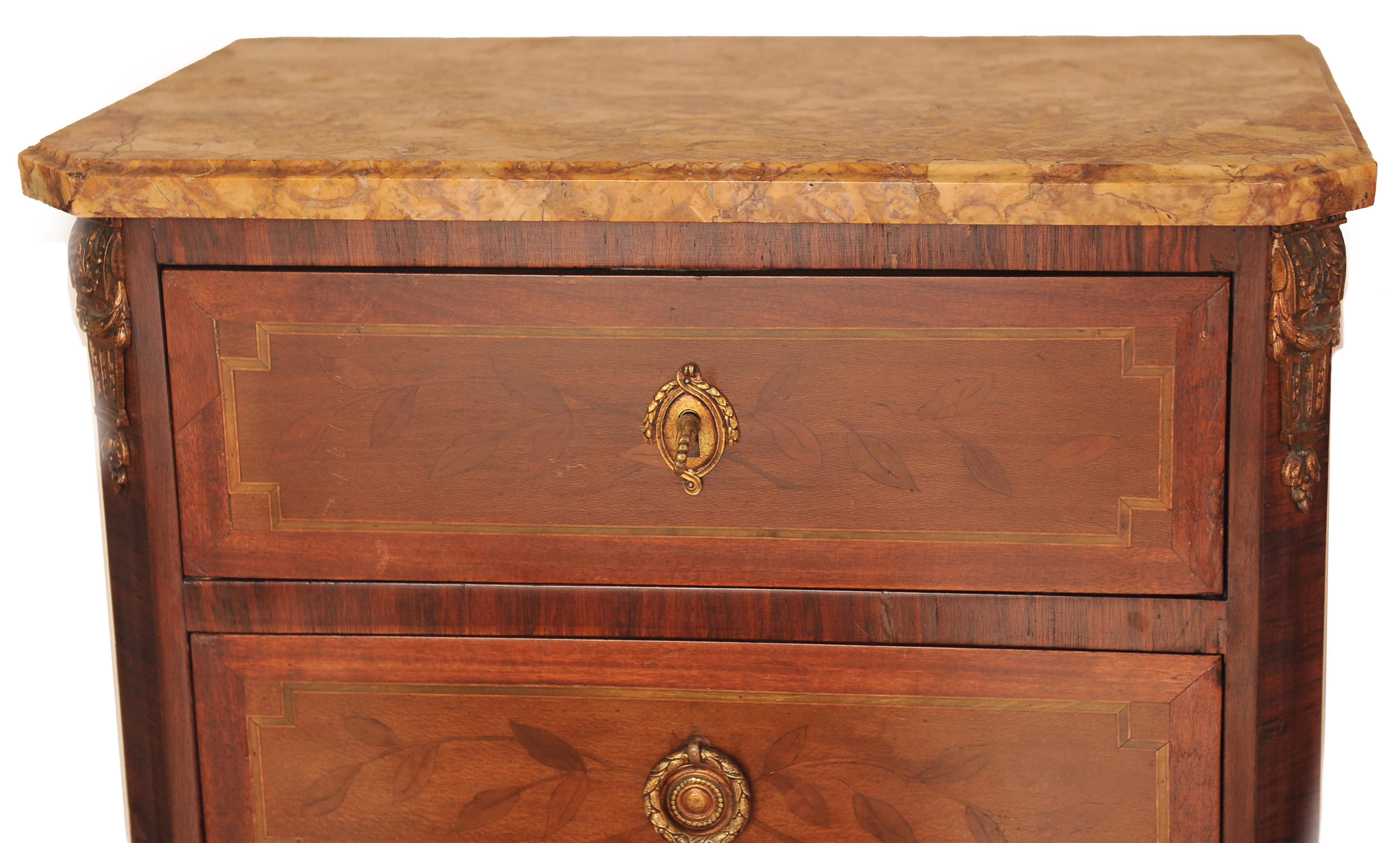 19th Century French, Louis XVI  Kingwood Marble Top Chest of Drawers, Cabinet For Sale 2