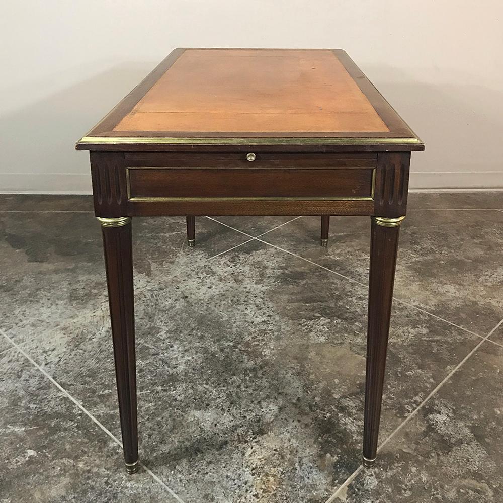Brass 19th Century French Louis XVI Leather Top Desk