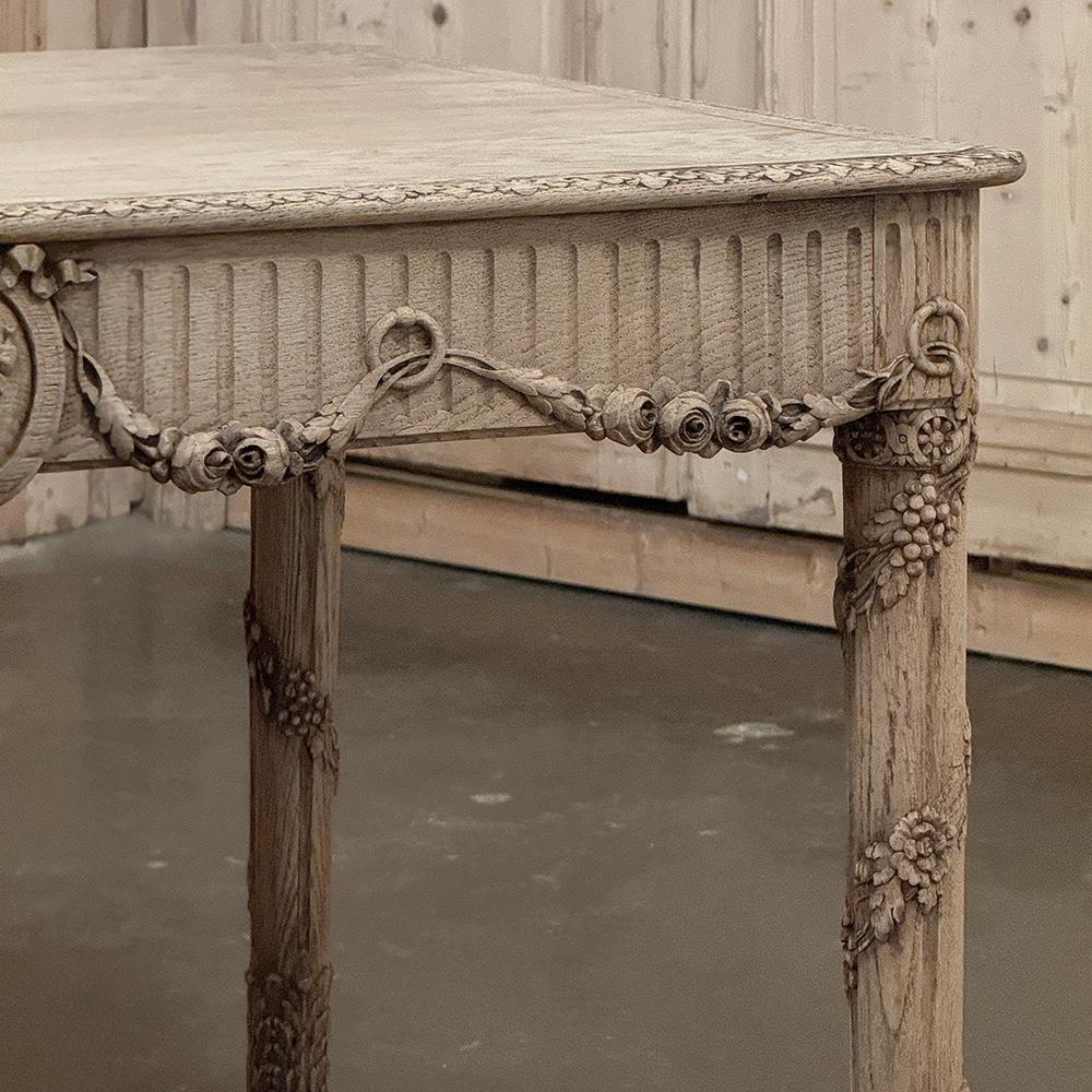 19th Century French Louis XVI Library Table in Stripped Oak For Sale 6