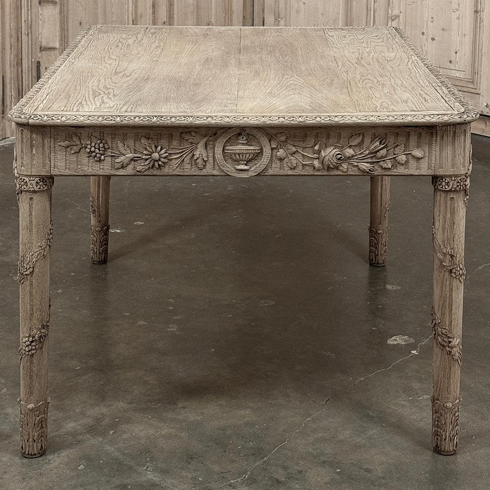 19th Century French Louis XVI Library Table in Stripped Oak For Sale 8