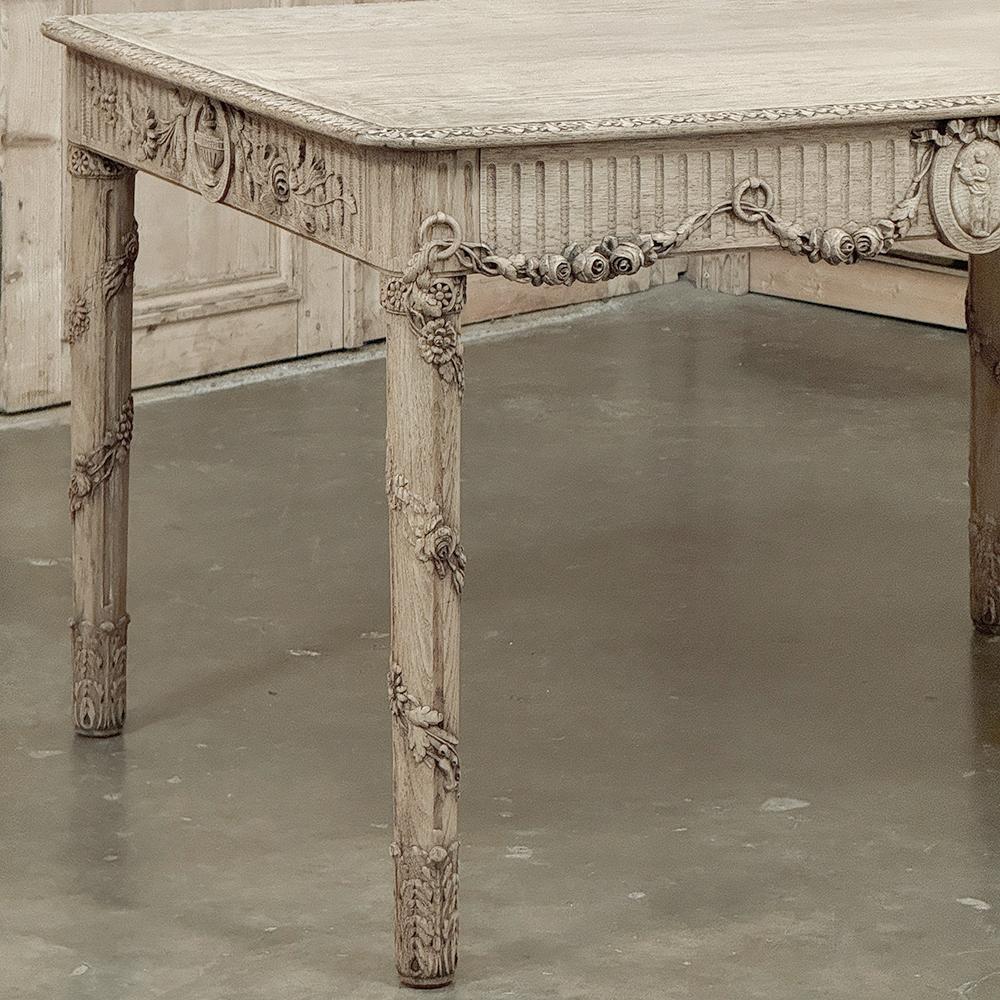 19th Century French Louis XVI Library Table in Stripped Oak For Sale 12