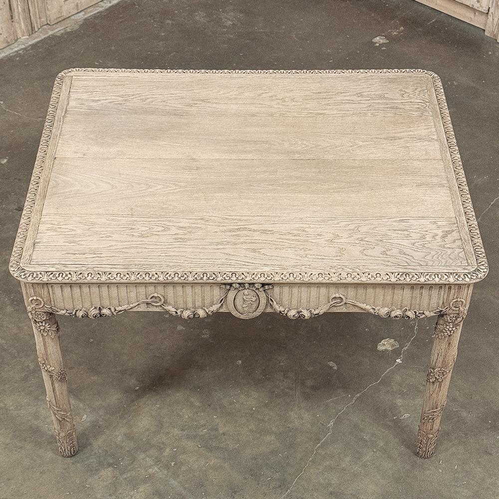 Mid-19th Century 19th Century French Louis XVI Library Table in Stripped Oak For Sale