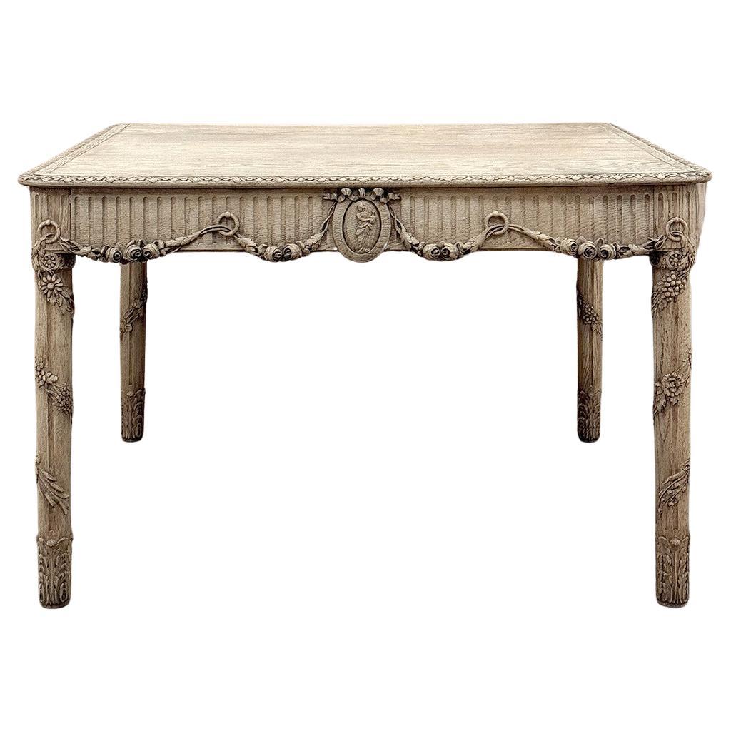 19th Century French Louis XVI Library Table in Stripped Oak For Sale