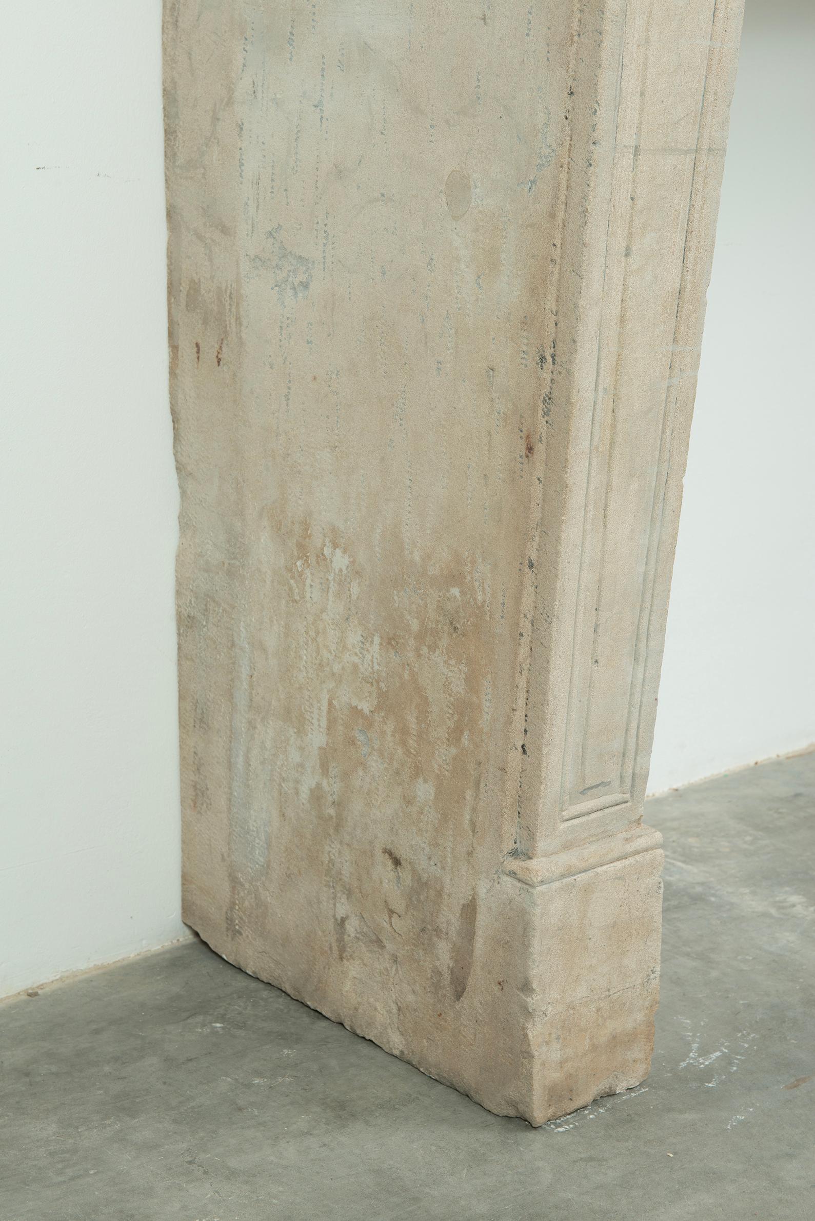 19th Century French Louis XVI Limestone Fireplace Mantel For Sale 4