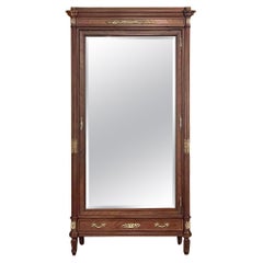 Antique 19th Century French Louis XVI Mahogany Armoire with Bronze Mounts from Paris
