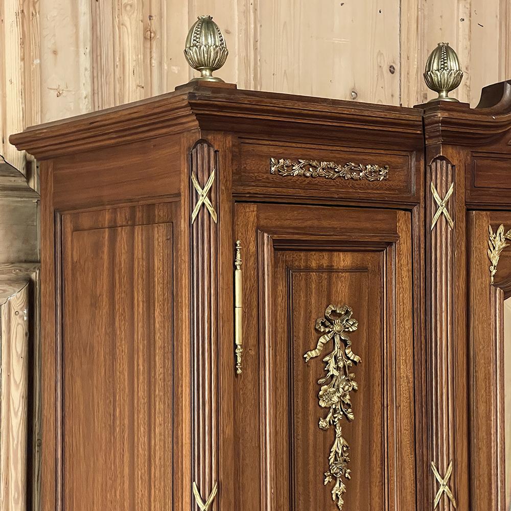 19th Century French Louis XVI Mahogany Armoire with Ormolu For Sale 7