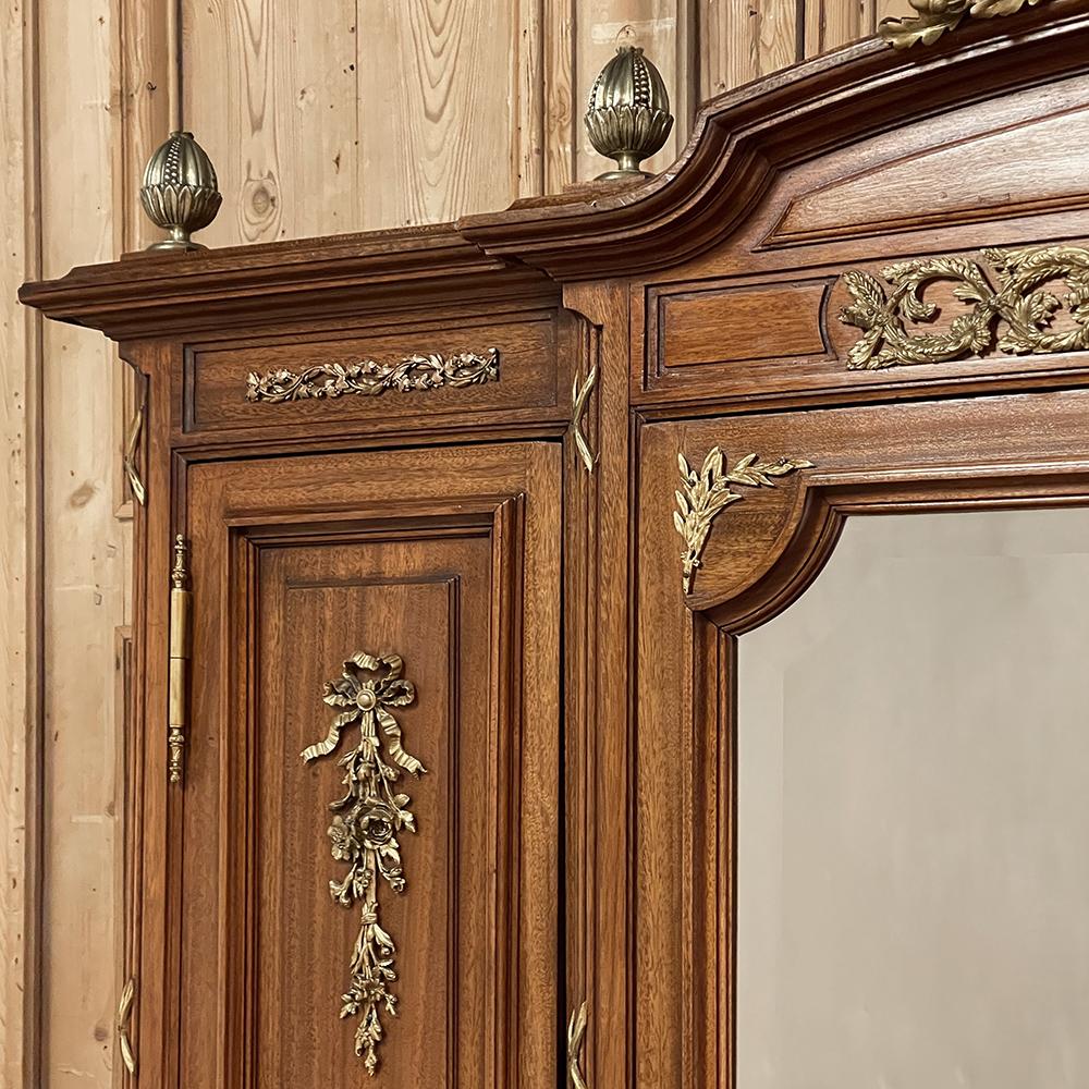 19th Century French Louis XVI Mahogany Armoire with Ormolu For Sale 12