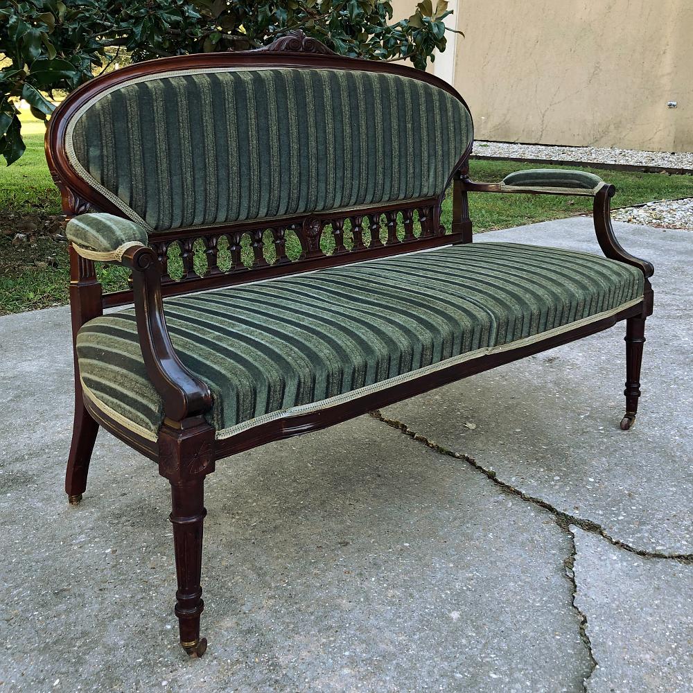 19th Century French Louis XVI Mahogany Canape or Sofa For Sale 3