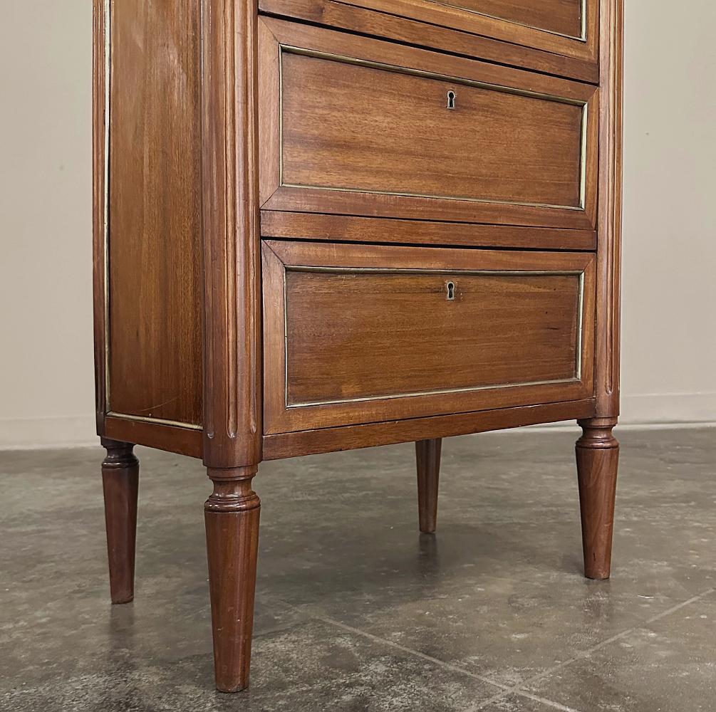 19th Century French Louis XVI Mahogany Chiffoniere with Carrara Marble Top For Sale 6