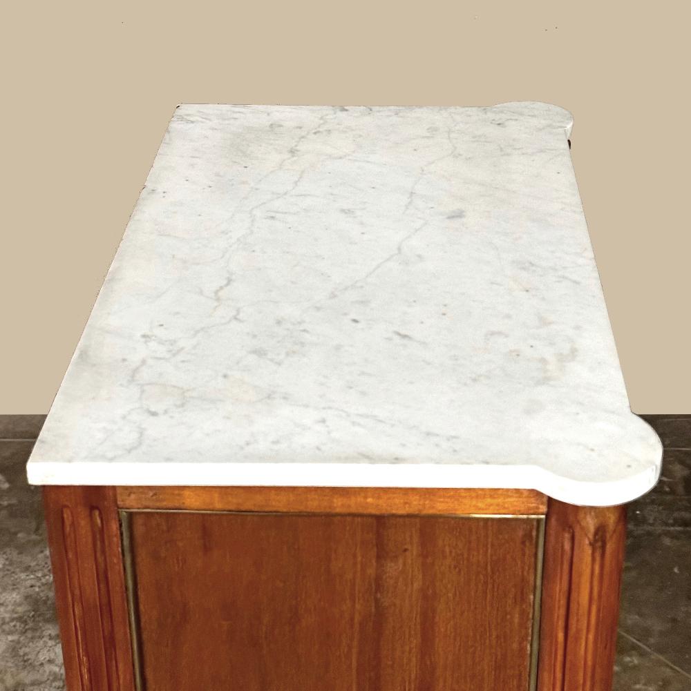 19th Century French Louis XVI Mahogany Chiffoniere with Carrara Marble Top For Sale 3