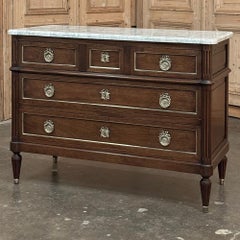 19th Century French Louis XVI Mahogany Commode with Carrara Marble