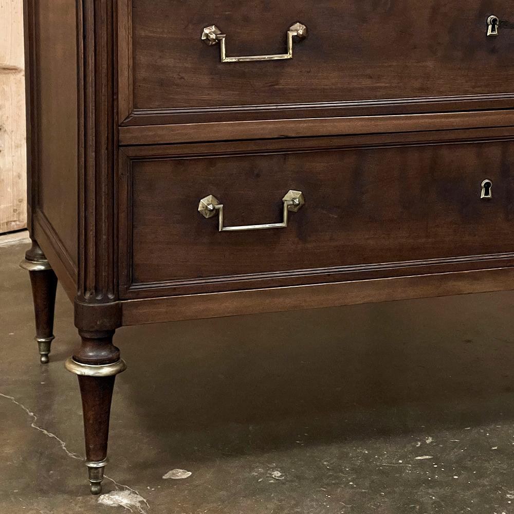 19th Century French Louis XVI Mahogany Commode with Marble Top For Sale 4