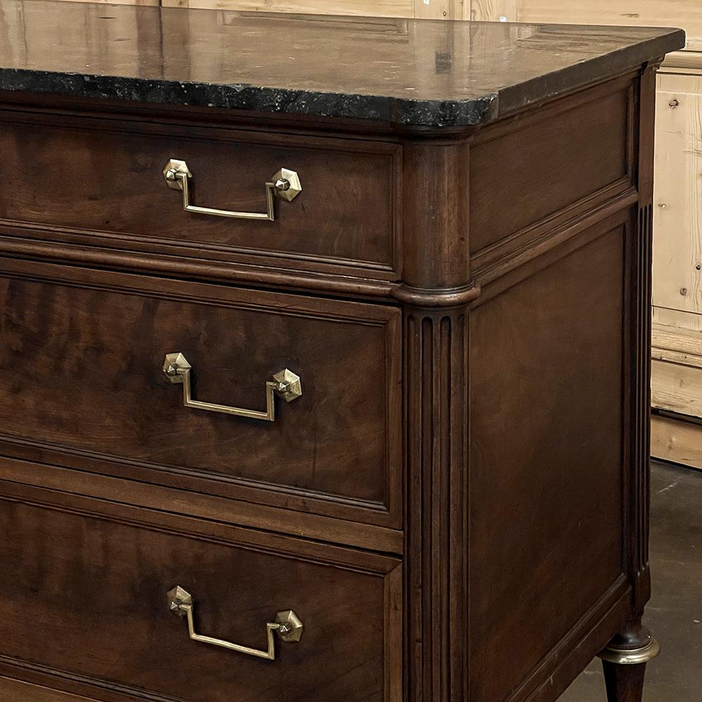 19th Century French Louis XVI Mahogany Commode with Marble Top For Sale 7