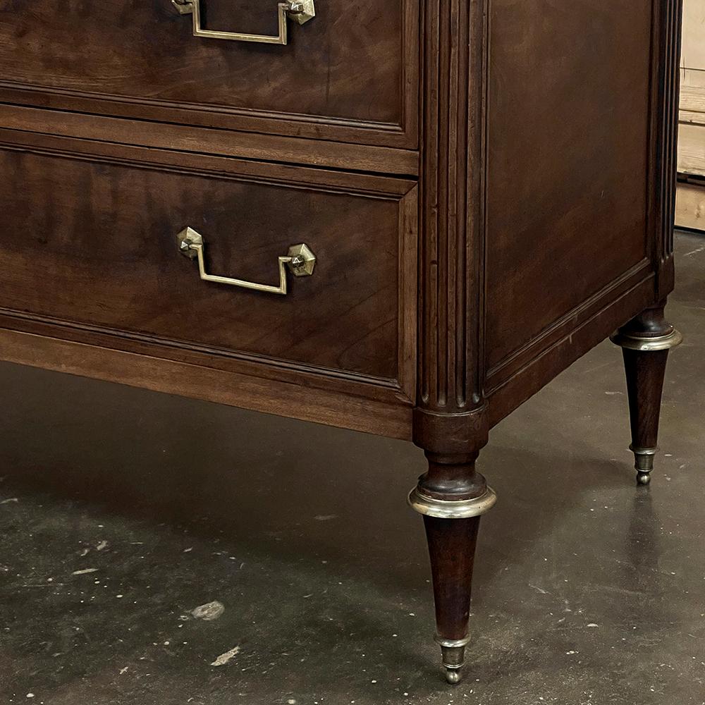 19th Century French Louis XVI Mahogany Commode with Marble Top For Sale 8