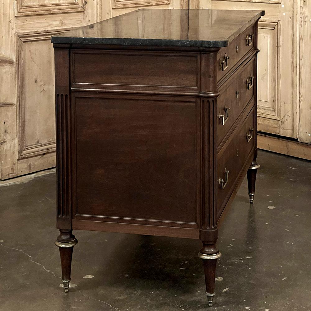 19th Century French Louis XVI Mahogany Commode with Marble Top For Sale 11