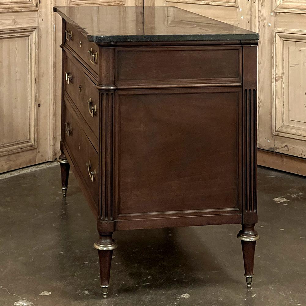 19th Century French Louis XVI Mahogany Commode with Marble Top For Sale 12