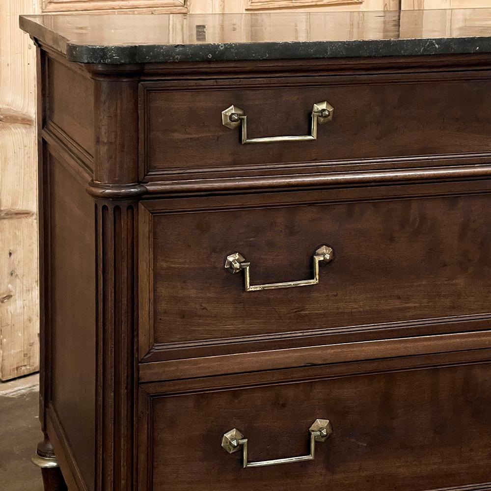 19th Century French Louis XVI Mahogany Commode with Marble Top For Sale 3