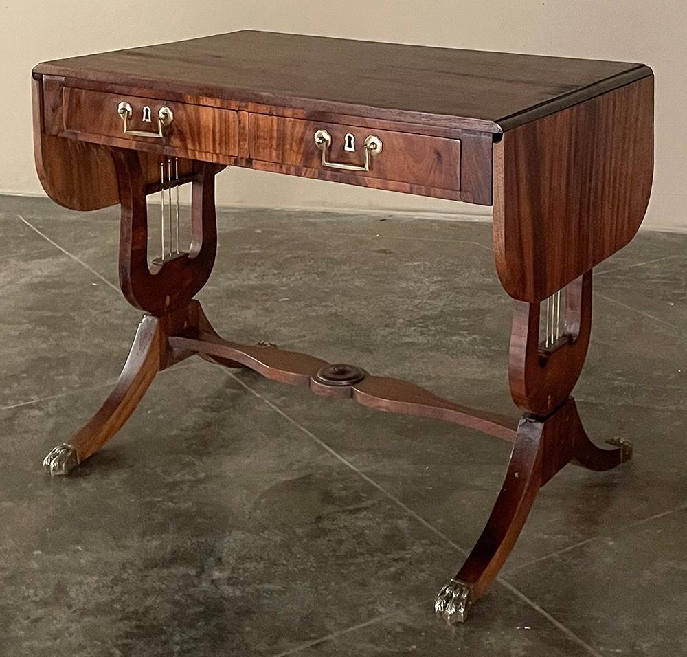 Napoleon III 19th Century French Louis XVI Mahogany Drop Leaf End Table For Sale