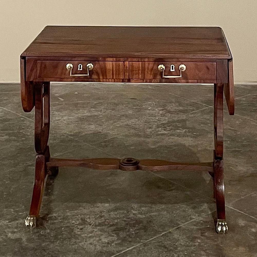 Hand-Crafted 19th Century French Louis XVI Mahogany Drop Leaf End Table For Sale