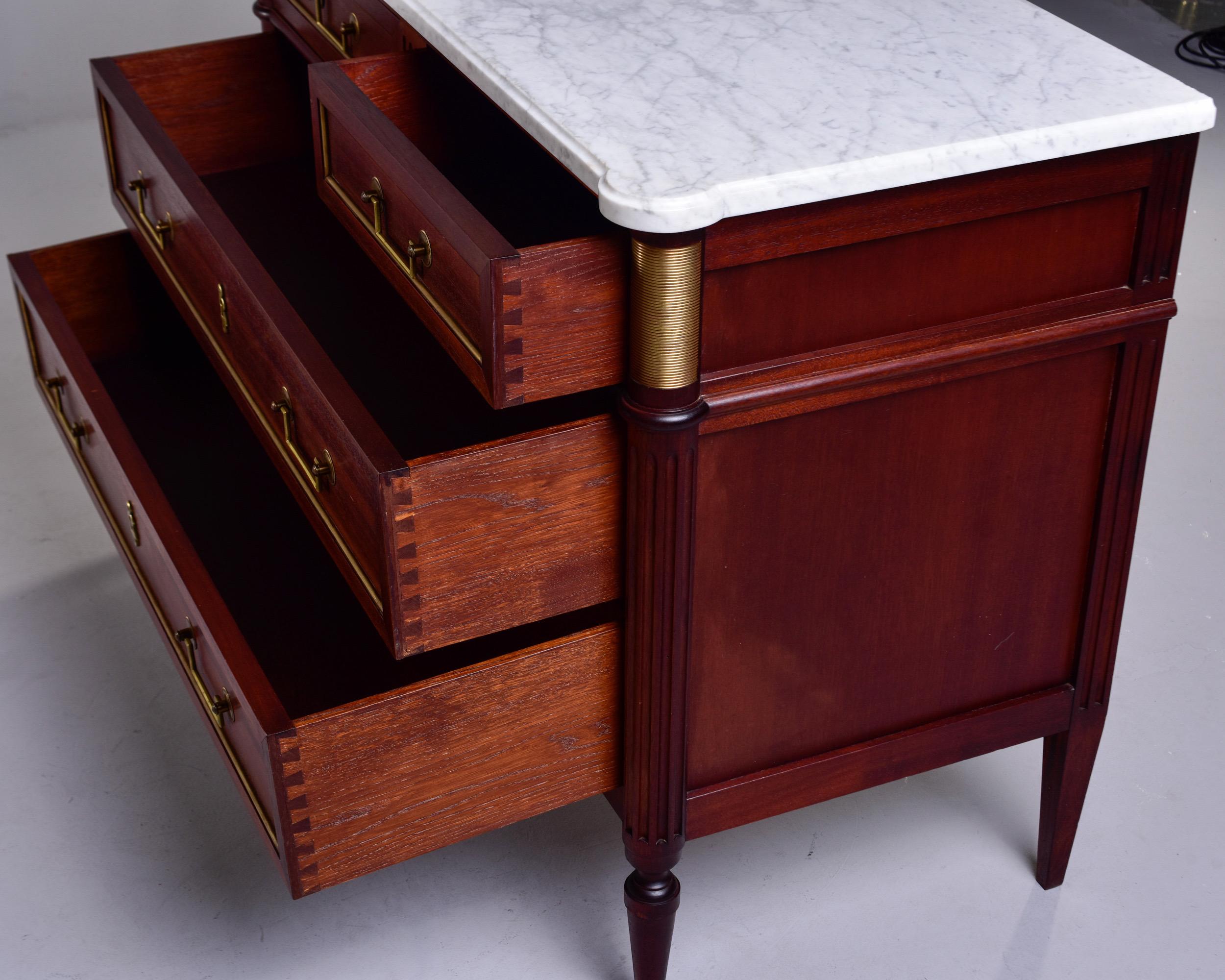19th Century French Louis XVI Mahogany Four Drawer Commode with Marble Top 8
