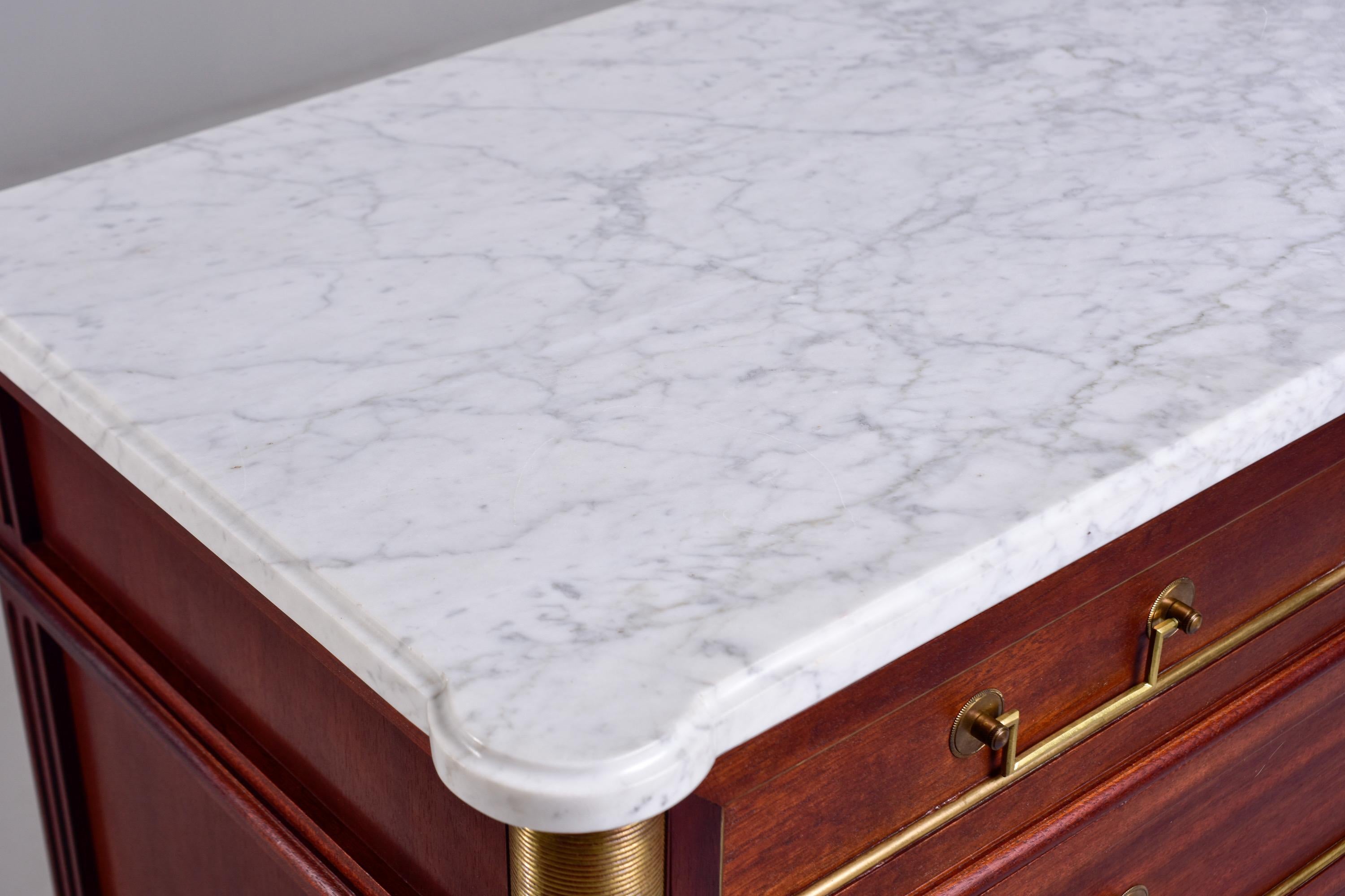 19th Century French Louis XVI Mahogany Four Drawer Commode with Marble Top 1