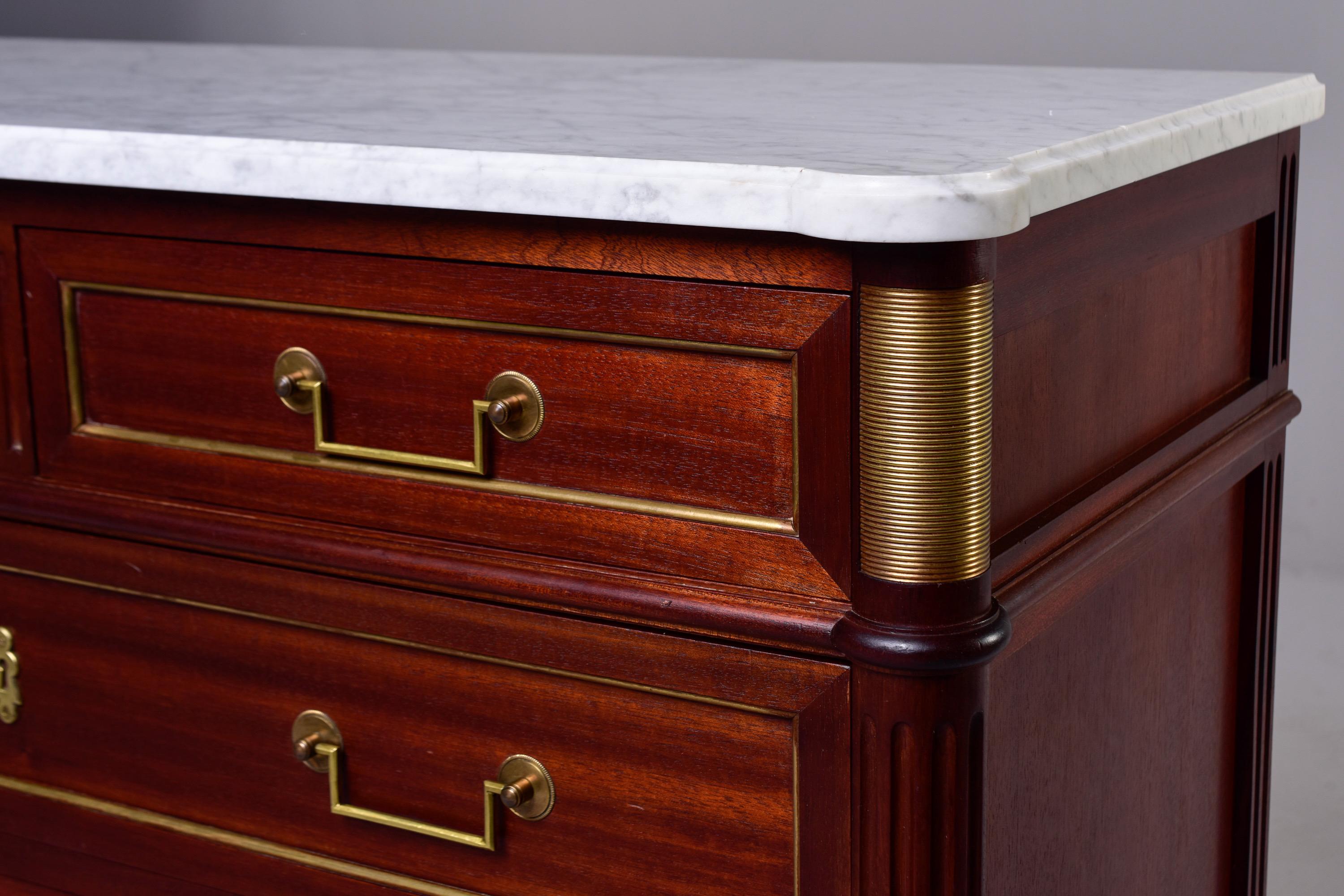 19th Century French Louis XVI Mahogany Four Drawer Commode with Marble Top 2
