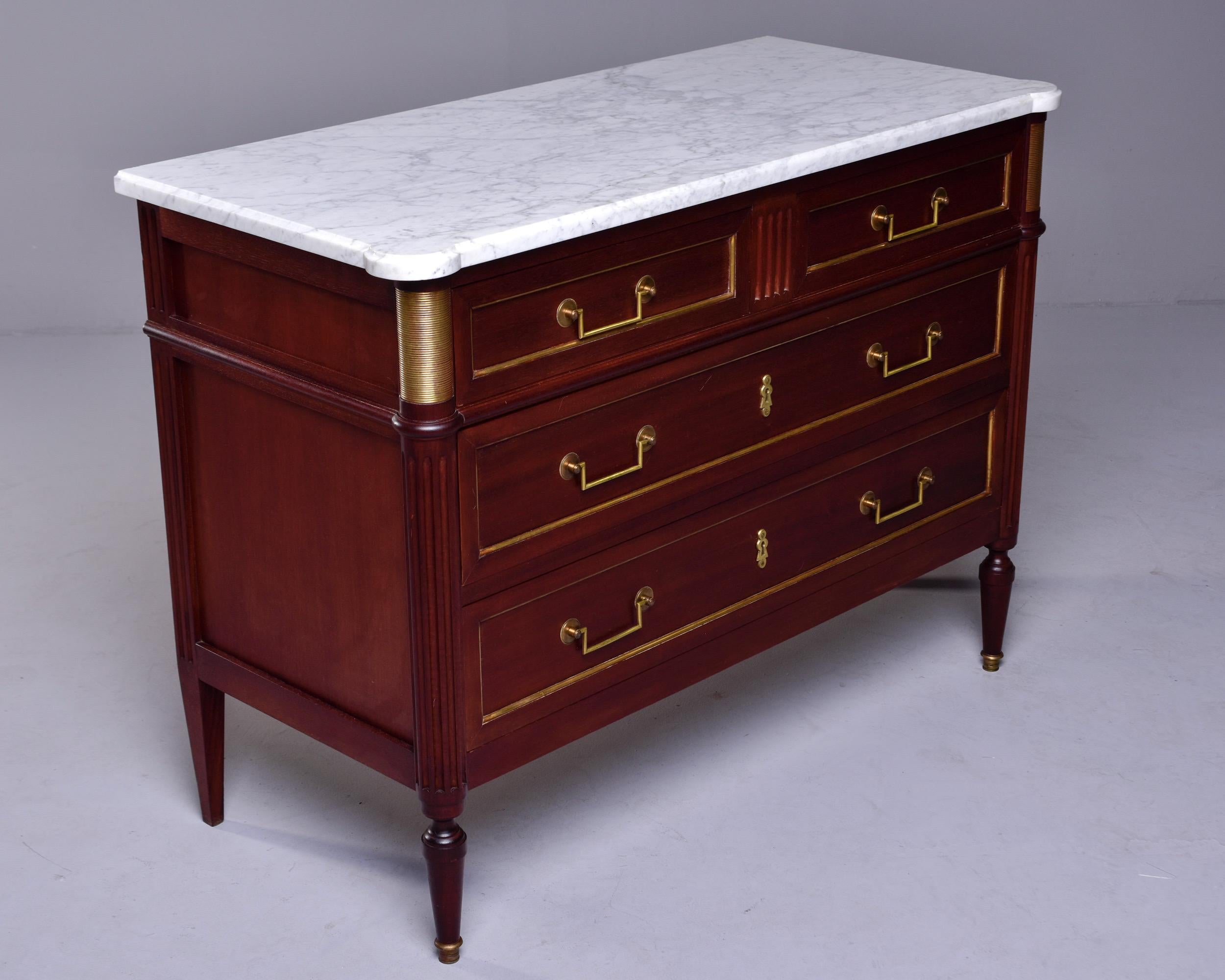 19th Century French Louis XVI Mahogany Four Drawer Commode with Marble Top 3