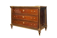 19th century french Louis XVI mahogany, marble and brass commode