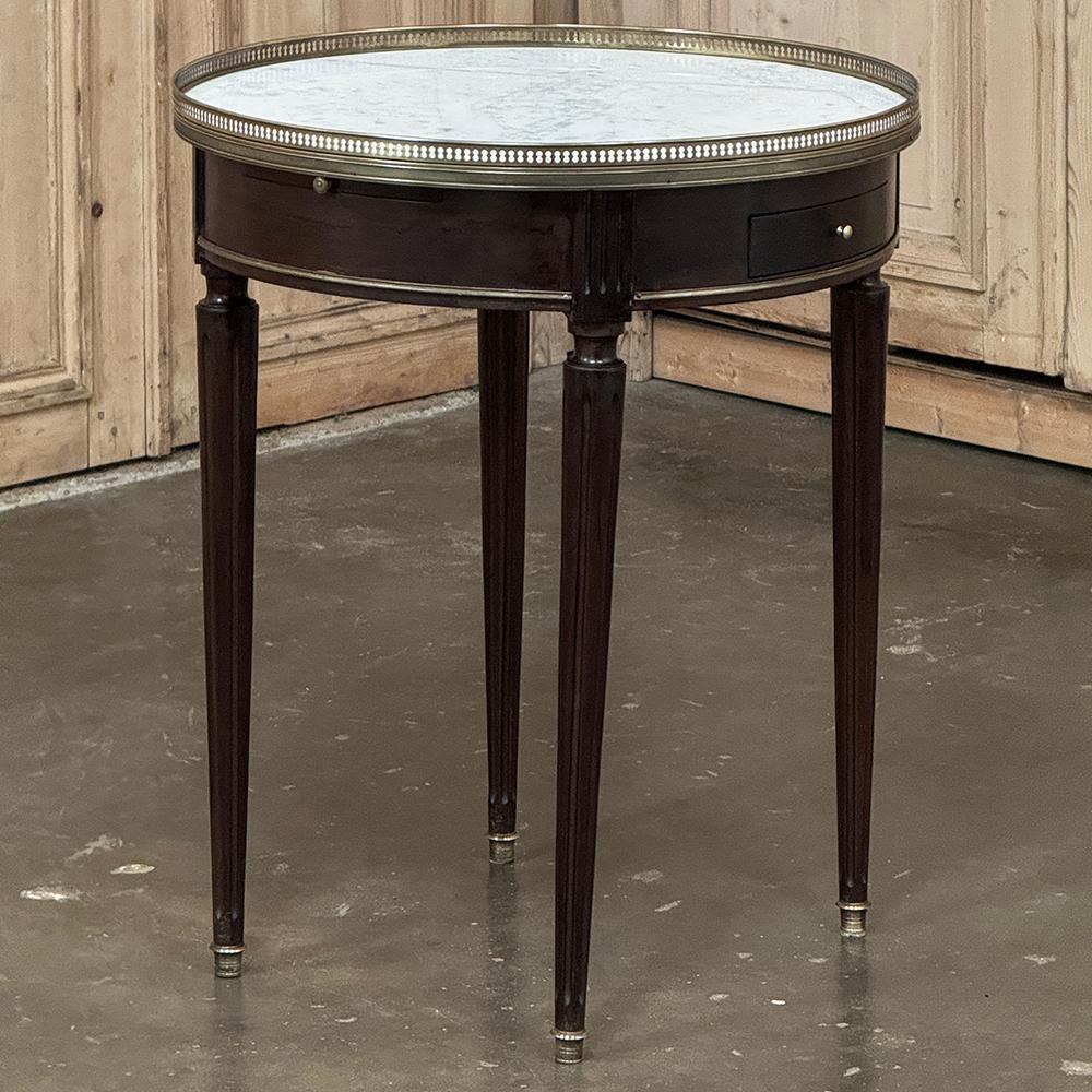 19th Century French Louis XVI Mahogany Marble Top Bouillotte Table For Sale 10