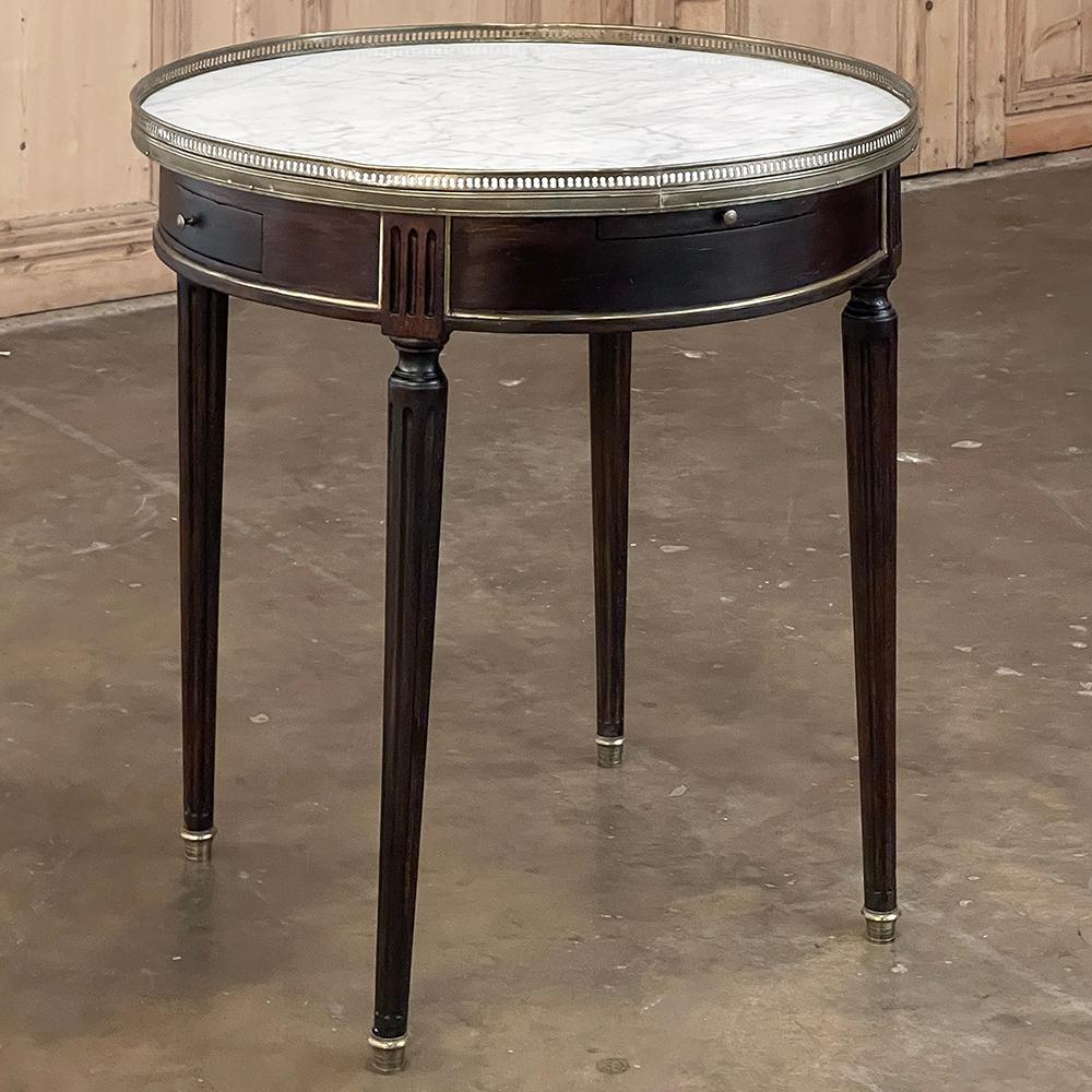 19th Century French Louis XVI Mahogany Marble Top Bouillotte Table In Good Condition For Sale In Dallas, TX
