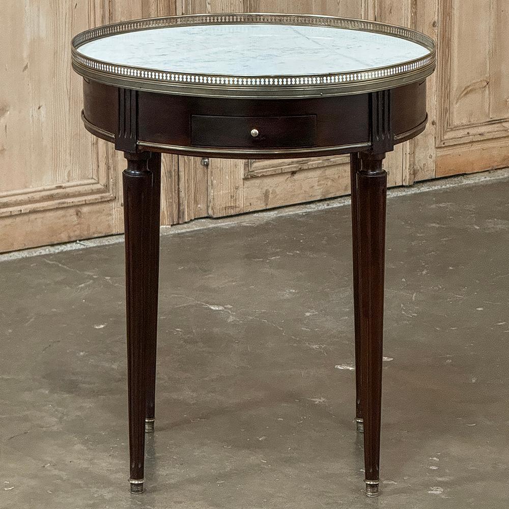 19th Century French Louis XVI Mahogany Marble Top Bouillotte Table In Good Condition For Sale In Dallas, TX