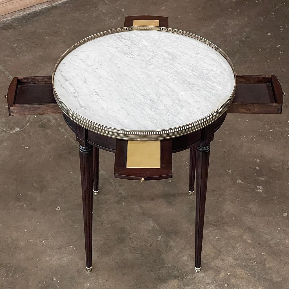Late 19th Century 19th Century French Louis XVI Mahogany Marble Top Bouillotte Table For Sale