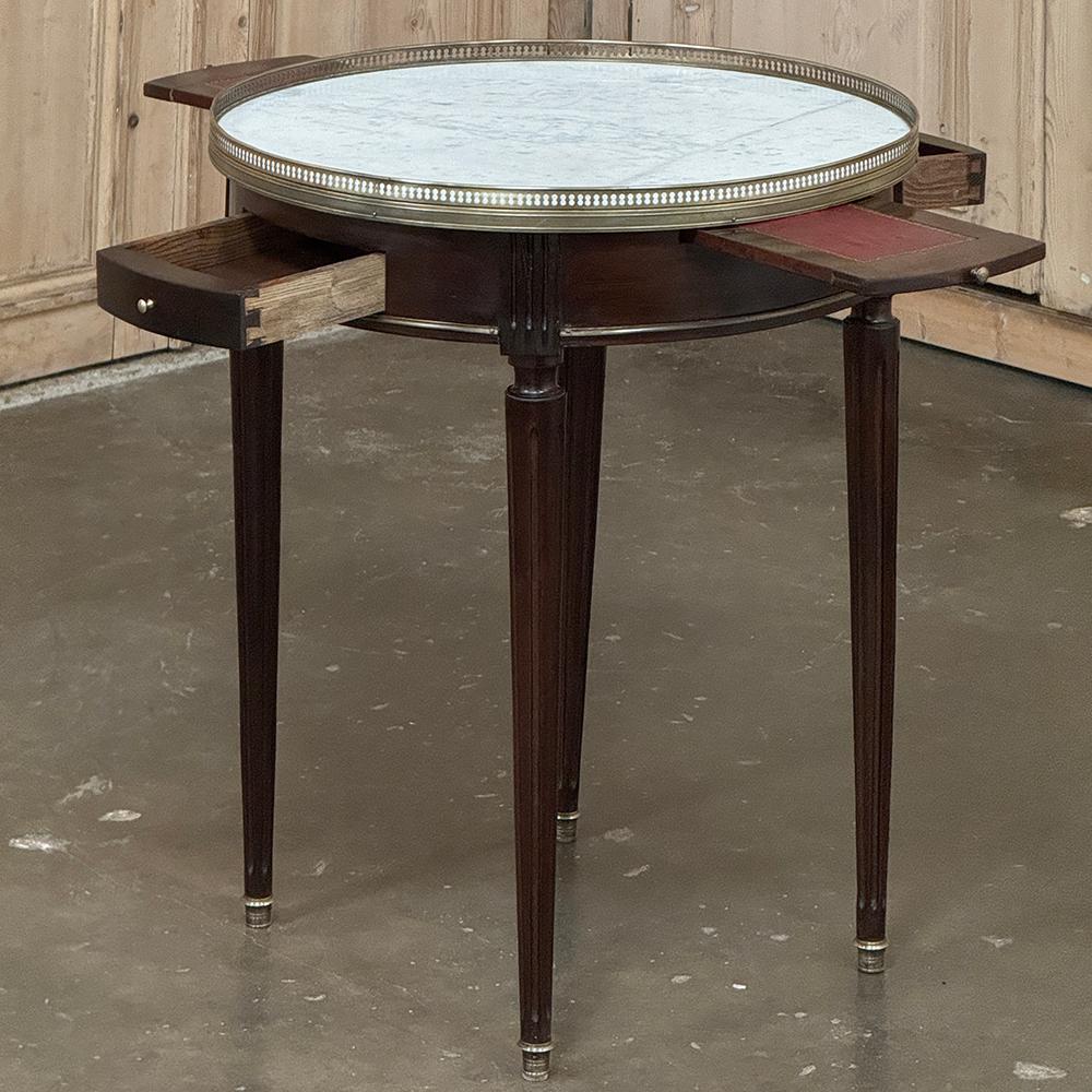 Late 19th Century 19th Century French Louis XVI Mahogany Marble Top Bouillotte Table For Sale