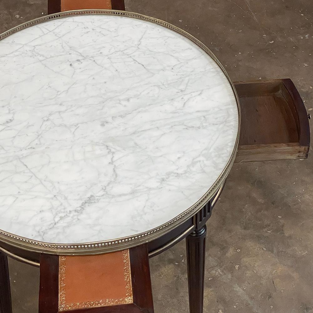 19th Century French Louis XVI Mahogany Marble Top Bouillotte Table For Sale 1