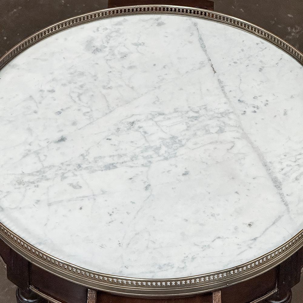 19th Century French Louis XVI Mahogany Marble Top Bouillotte Table For Sale 2
