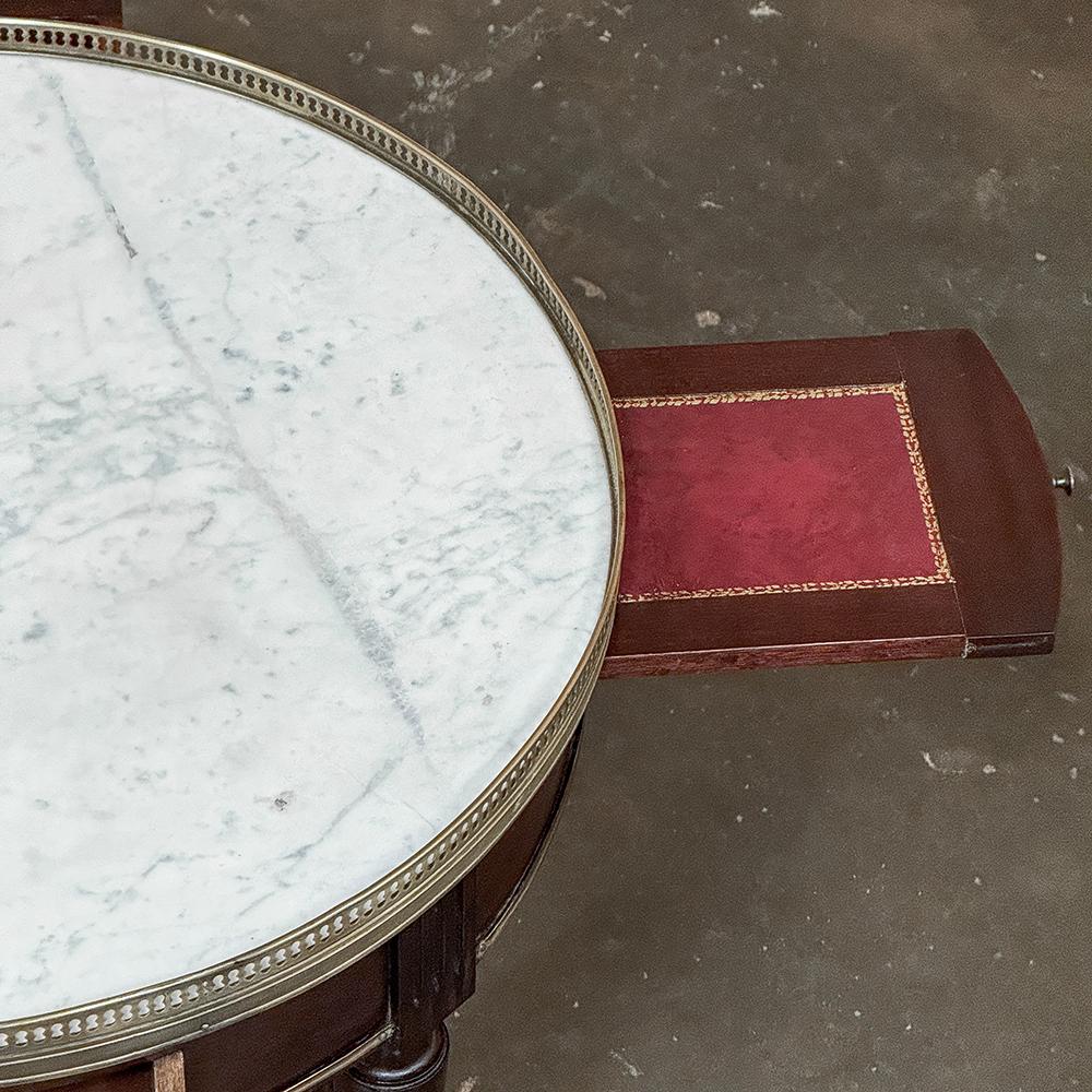 19th Century French Louis XVI Mahogany Marble Top Bouillotte Table For Sale 3
