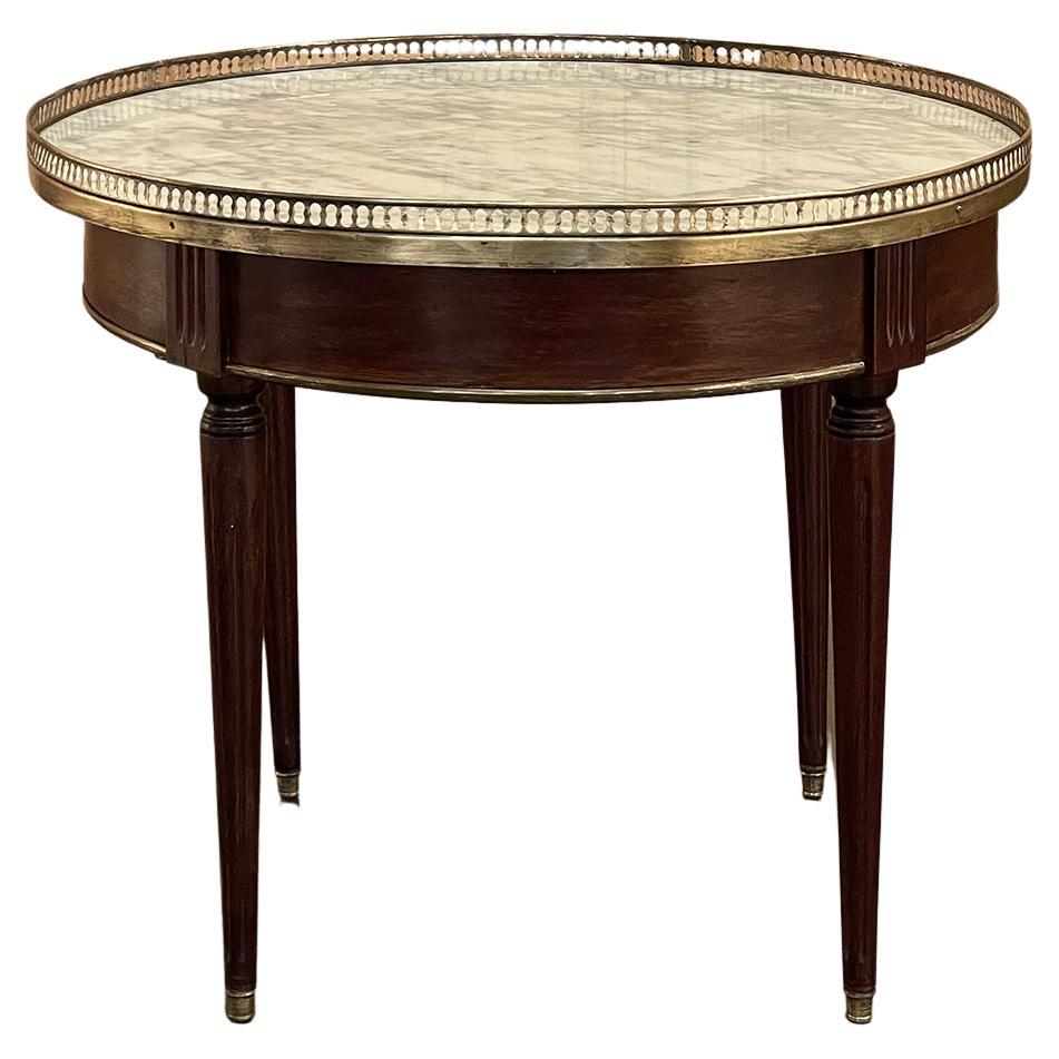 Französischer Louis-XVI-Bouillotte-Tisch aus Mahagoni mit Marmorplatte aus dem 19. Jahrhundert