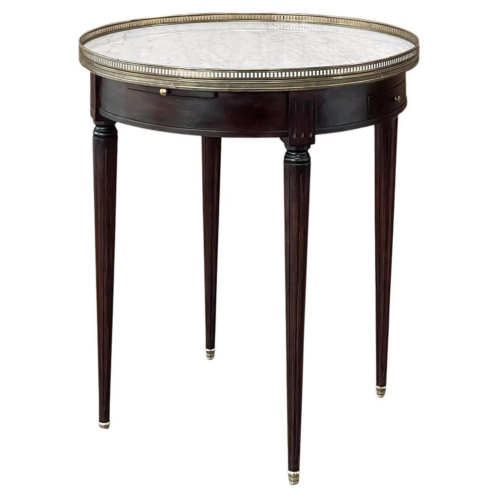 19th Century French Louis XVI Mahogany Marble Top Bouillotte Table For Sale