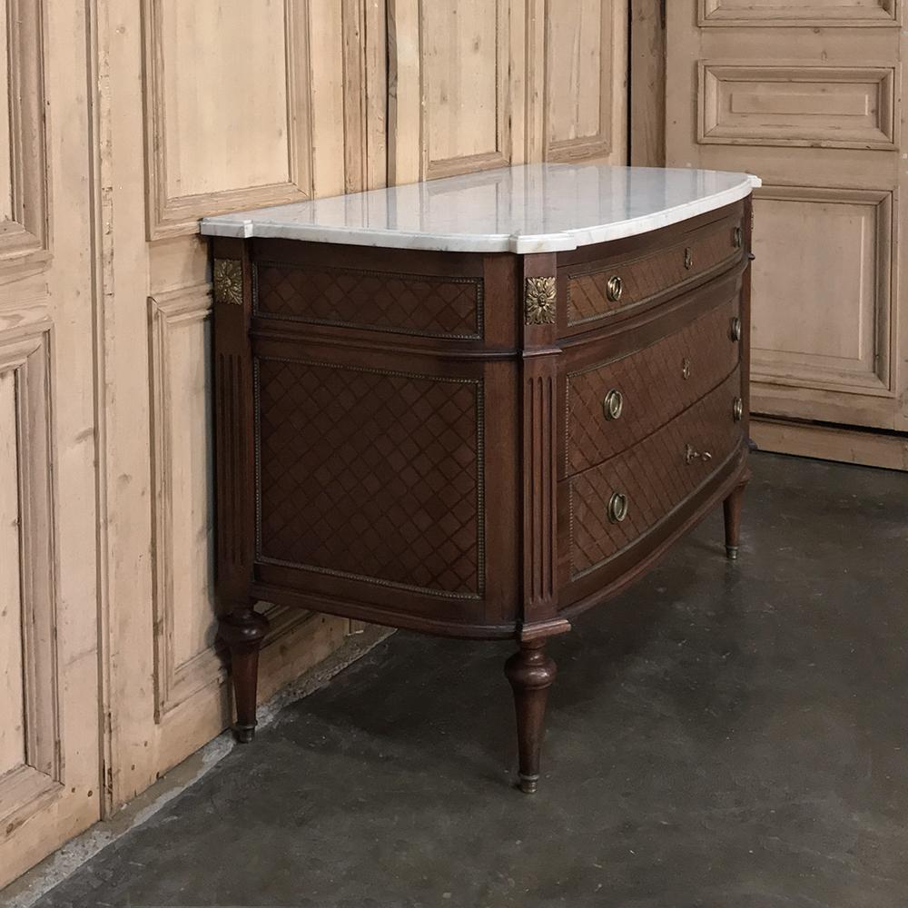 Late 19th Century 19th Century French Louis XVI Mahogany Marble-Top Commode