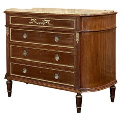 19th Century French Louis xvi Mahogany Marble Top Commode