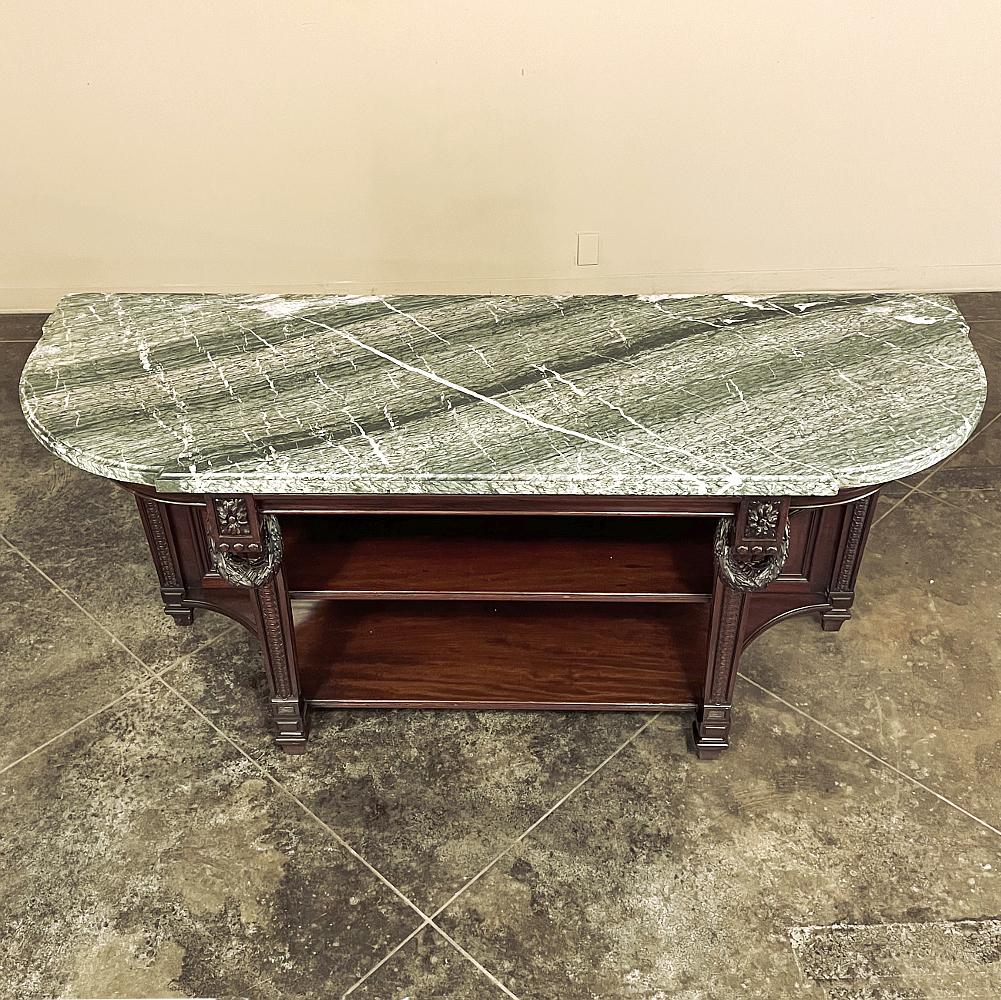 19th Century French Louis XVI Mahogany Marble Top Console, Sideboard In Good Condition For Sale In Dallas, TX