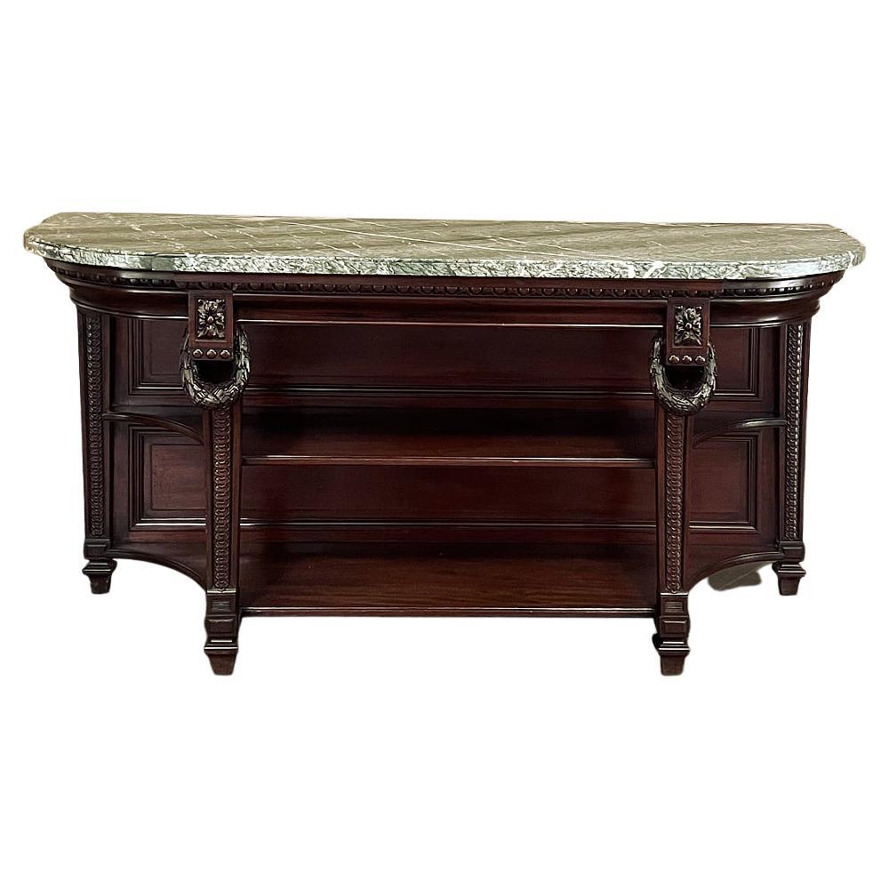 19th Century French Louis XVI Mahogany Marble Top Console, Sideboard For Sale
