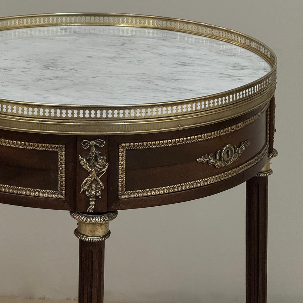 19th Century French Louis XVI Mahogany Marble Top Gueridon ~ Round End Table For Sale 4