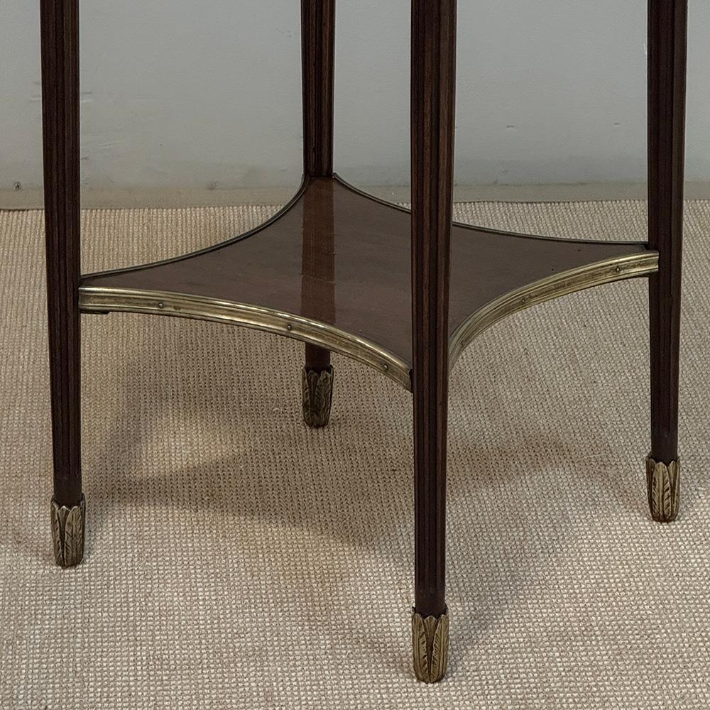 19th Century French Louis XVI Mahogany Marble Top Gueridon ~ Round End Table For Sale 5